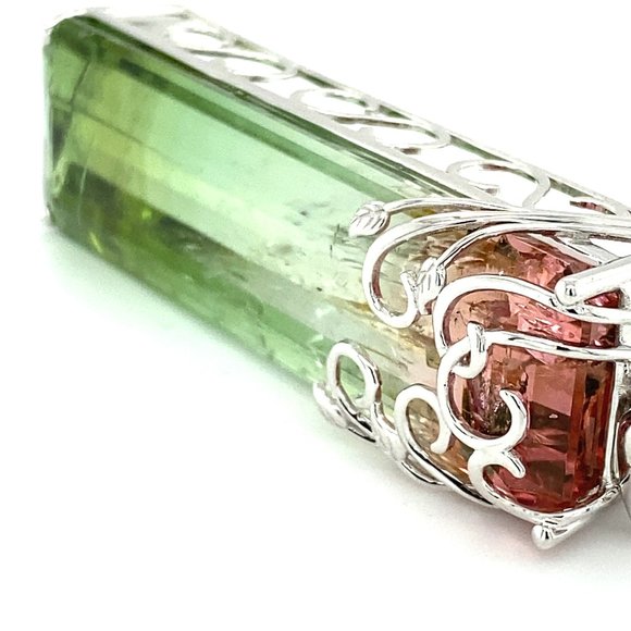 Watermelon Tourmaline 102.00ct Solid 18K Pendant